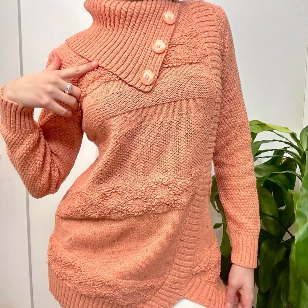 Northern Reflections Knitted Turtleneck Sweater Peachy Size Medium